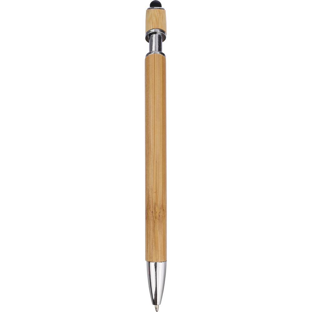 Stylo à bille en bambou, stylo tactile noir personnalisable avec logo