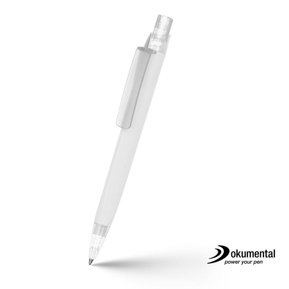 Stylo avec recharge Dokumental Draylen blanc personnalisable avec logo