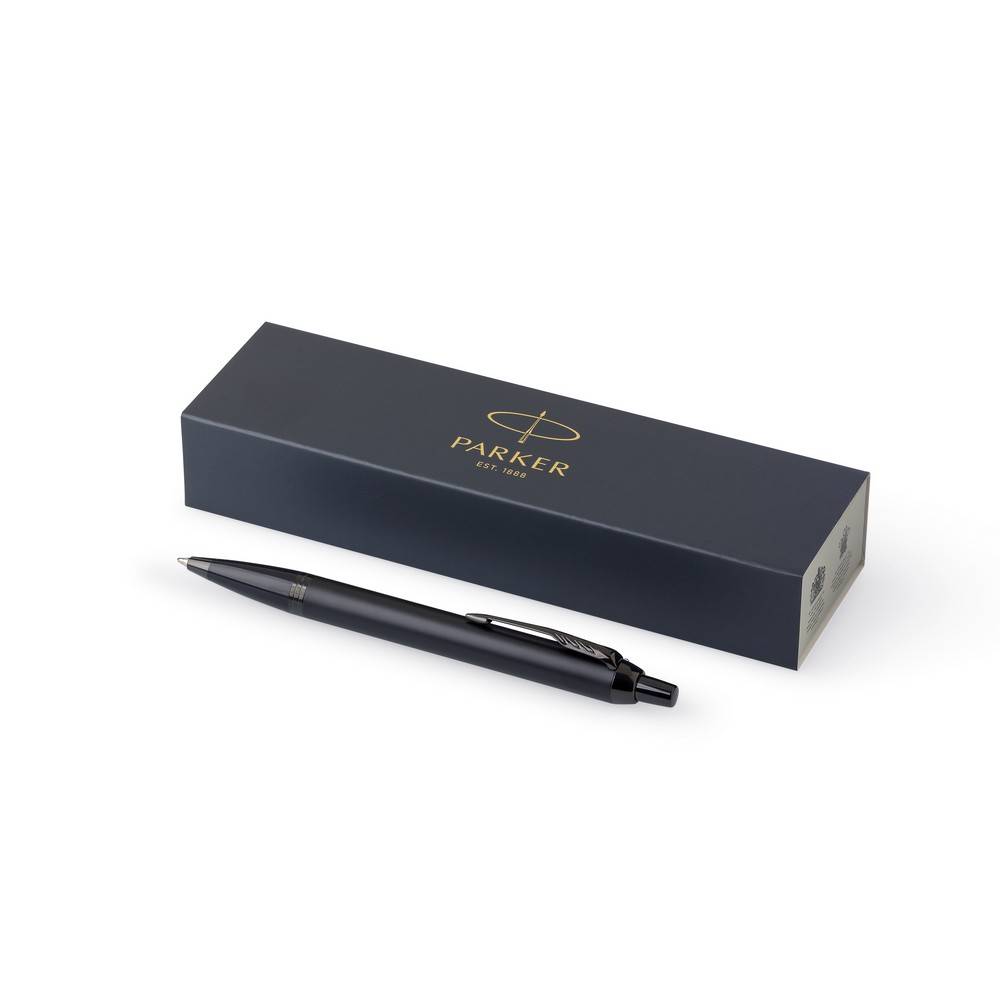 Stylo bille Parker IM en métal noir personnalisable avec logo
