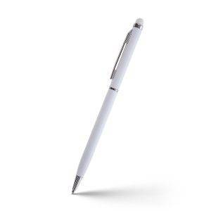 Stylo bille, stylet tactile | Dennis blanc personnalisable avec logo