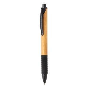 Stylo en bambou et fibre de paille noir personnalisable avec logo