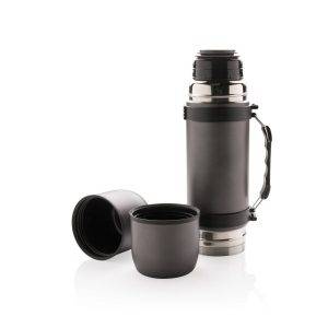 Swiss Peak bouteille isotherme avec 2 tasses gris personnalisable