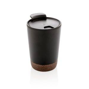 Tasse à café en liège et en acier inoxydable GRS noir personnalisable