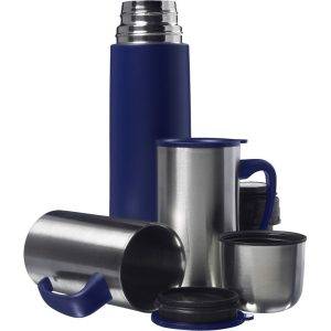 Thermos 500 ml et 2 mugs 300 ml bleu marine personnalisable avec logo