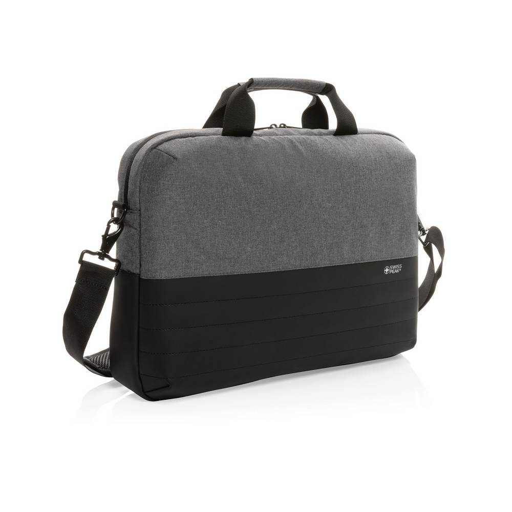 This Swiss Peak AWARE™ 15.6” laptop bag offers unique personnalisable