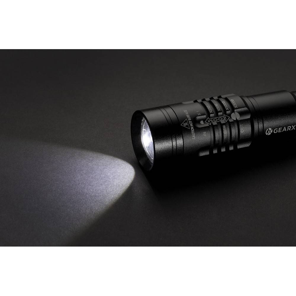 Torche rechargeable USB Gear X noir personnalisable avec logo