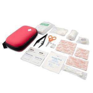 Trousse de premiers secours, 47 pcs | Bao rouge personnalisable