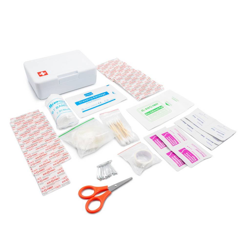 Trousse de premiers secours en coffret plastique, 65 personnalisable