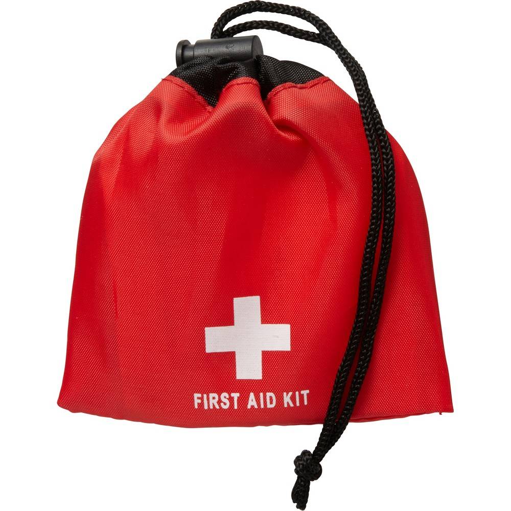 Trousse de premiers secours en pochette, 11 pcs rouge personnalisable – réf. V7901-05