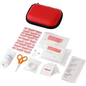 Trousse de premiers secours en pochette, 16 pcs rouge personnalisable
