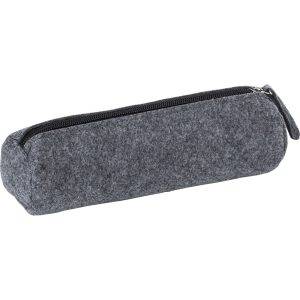 Trousse en feutre RPET gris personnalisable avec logo