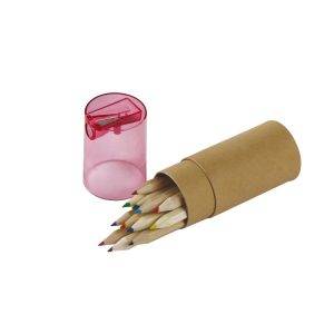 Tube cartonné de 12 crayons | Nate rouge personnalisable avec logo